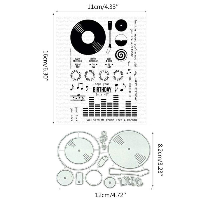 Music CD Silicone Clear Stamp and Die Sets for Card Making, DIY Embossing Photo Album Decorative Craft
