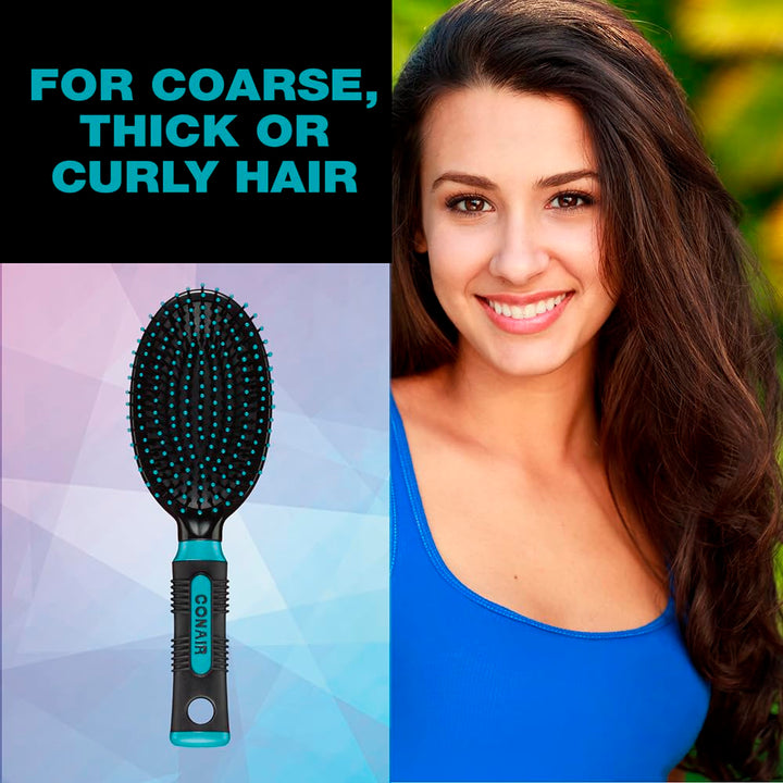 Conair Salon Results Hairbrush - Hair Brush - Cushion Base Hairbrush for All Hair Types - Hairbrush for Men and Women