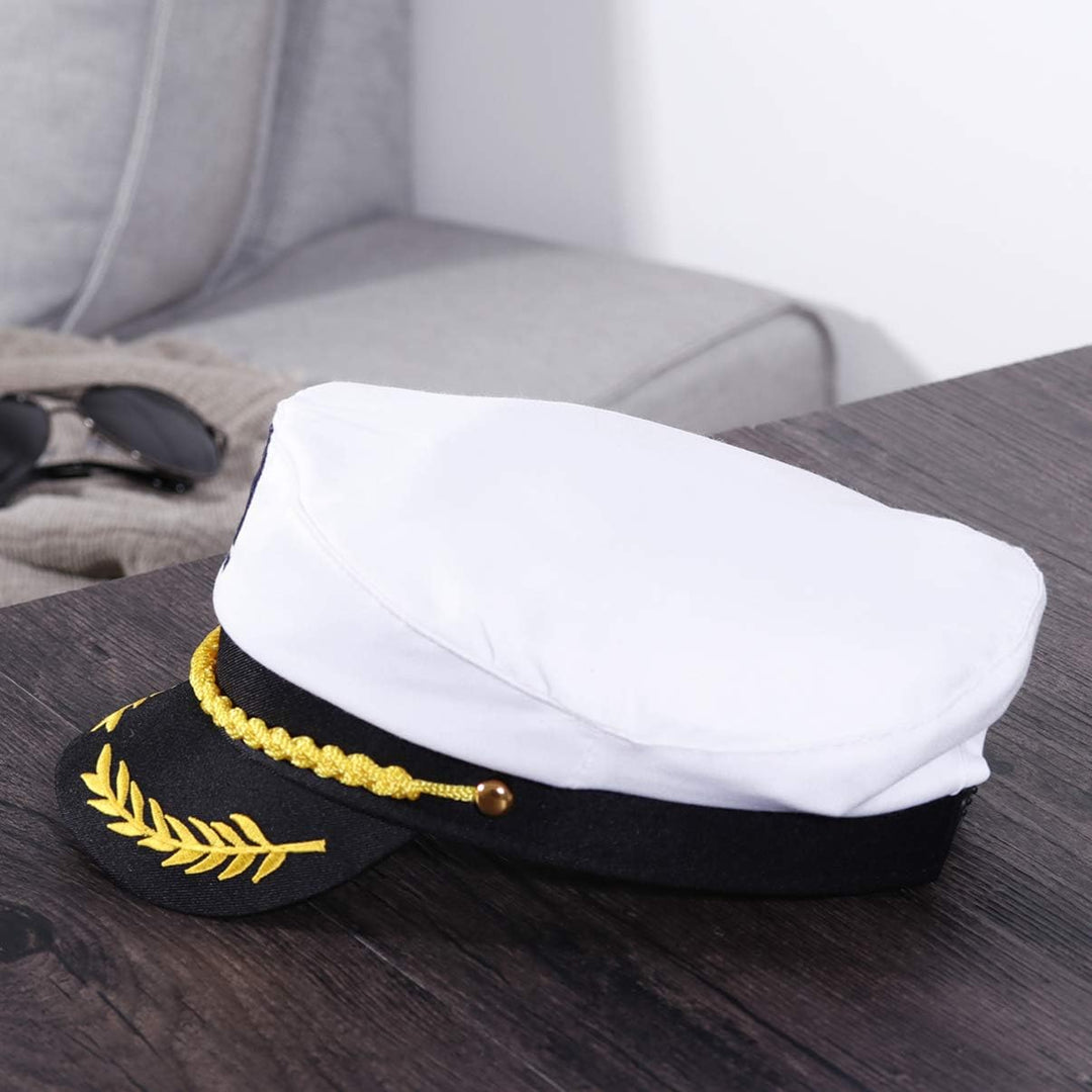Captain Yacht Hat Cap Costume Hat Sailor Marine Admiral Hat for Halloween Costume Accessory, 8.6 x 6 x 2&#39;&#39; White