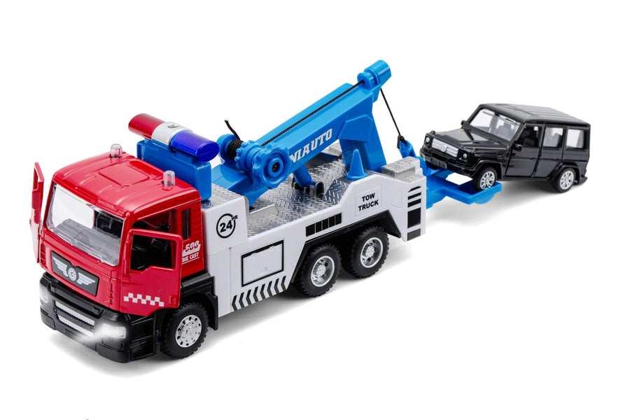 haomsj Toy Tow Truck Pull Back Toy Cars Miniature Carri