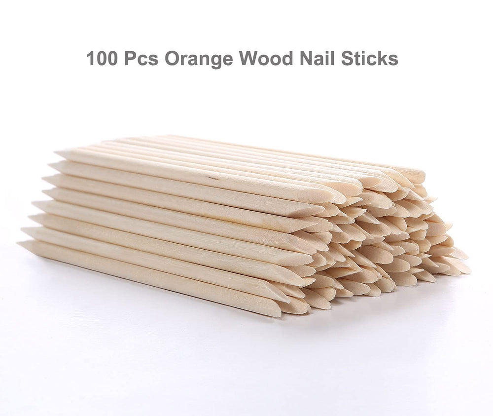 100Pcs Orange Wood Sticks for Nails, Double Sided Cuticle Pusher Remover Nail Art Manicure Pedicure Tool for Manicure Pedicure
