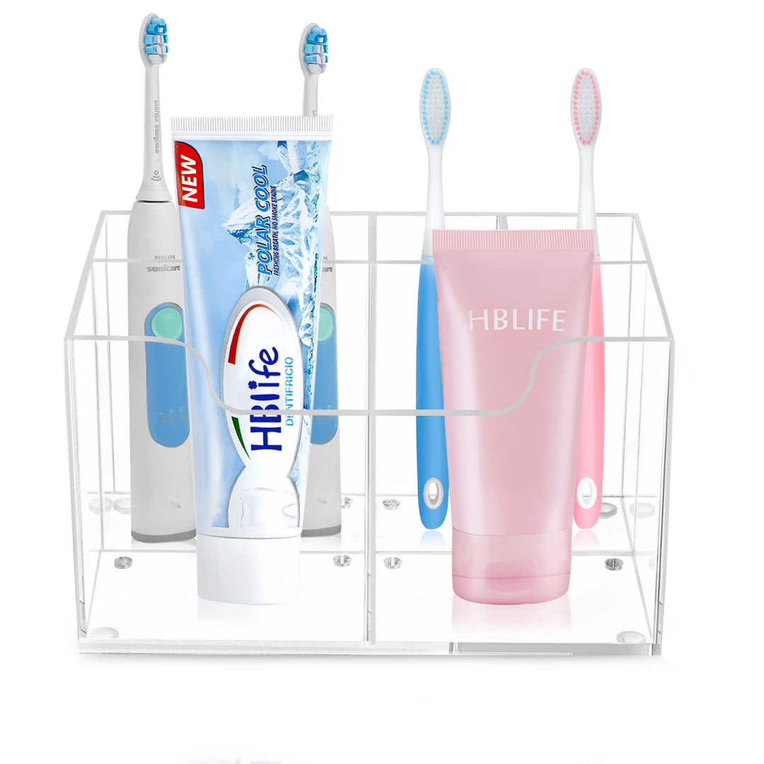 Small Toothbrush Holder for Bathroom, 5 Slots Clear Acrylic Bathroom Accessories Organizer for Small Spaces