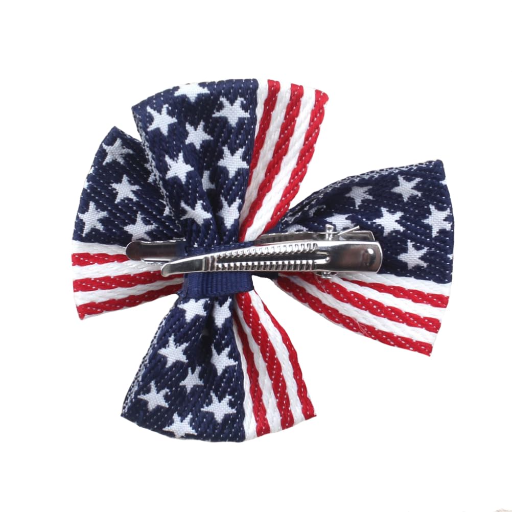 2 Pcs/Pack Baby Girls American Flag Hair Bow Hair Clips Fourth of July Hair Accessories Kids Patriotic Hair Bows Hairgrips