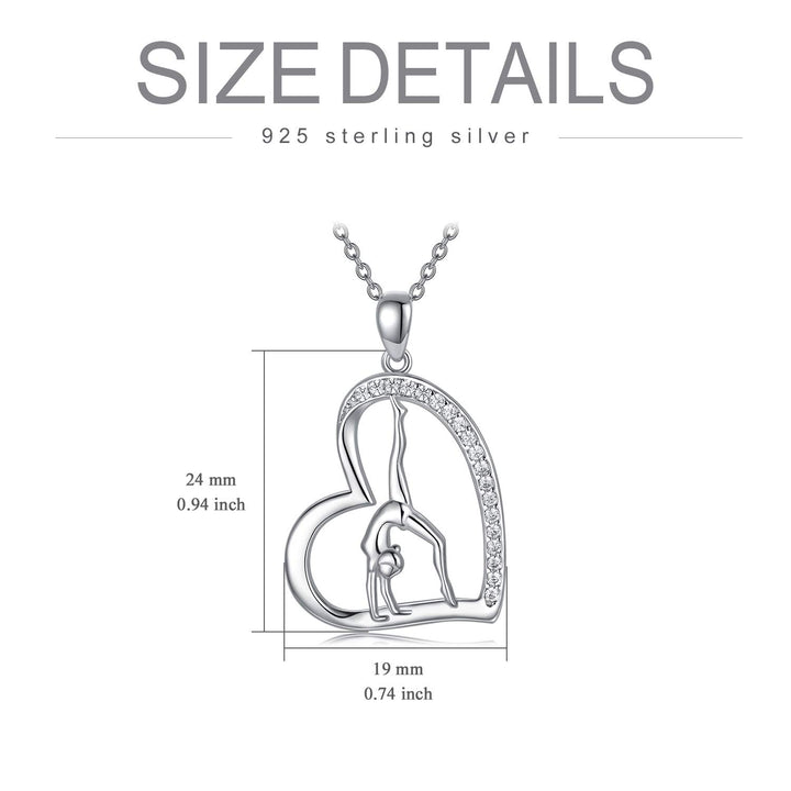 Gymnastics Necklace 925 Sterling Silver Flipping Gymnast Team Gymnastics Fashion Jewelry Pendant Necklace Ballerina Gymnastics for Women Gifts silver