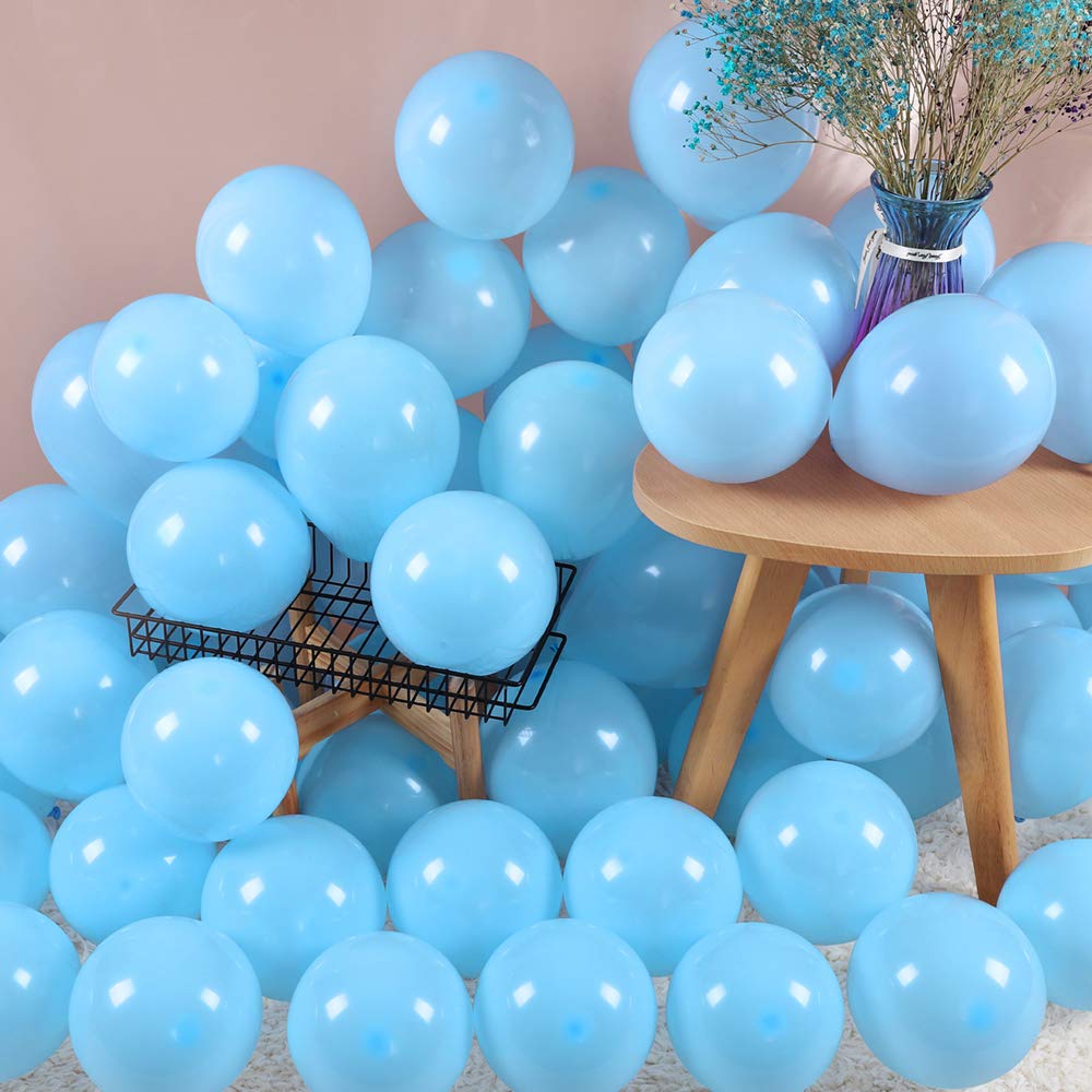 5 Inch Mini Blue Party Pearl Balloons, 200 Pcs Light Blue Macaron Latex Balloons for Birthday Wedding Engagement Anniversary Christmas Festival Picnic or Any Friends Family Party