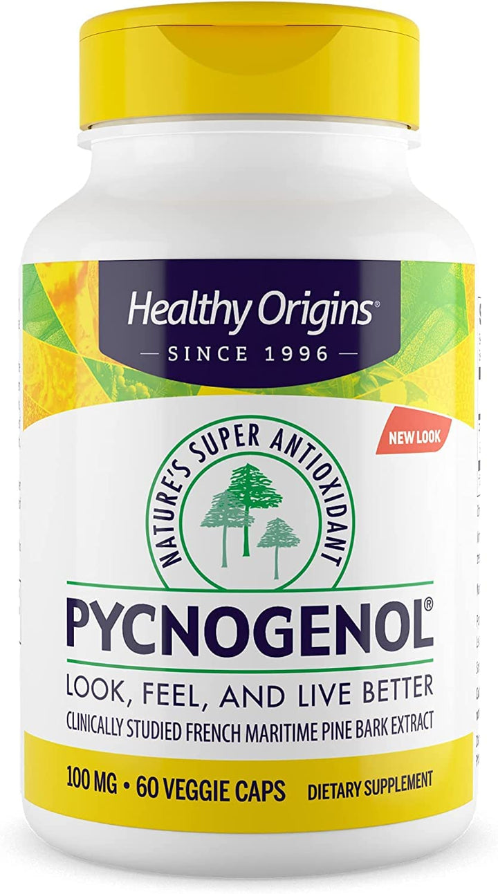 Pycnogenol 100 mg - Premium Pine Bark Extract - French Maritime Pine Bark Extract for Heart Health, Skin Care &amp; More - Gluten-Free &amp; Non-GMO Supplement - 60 Veggie Caps