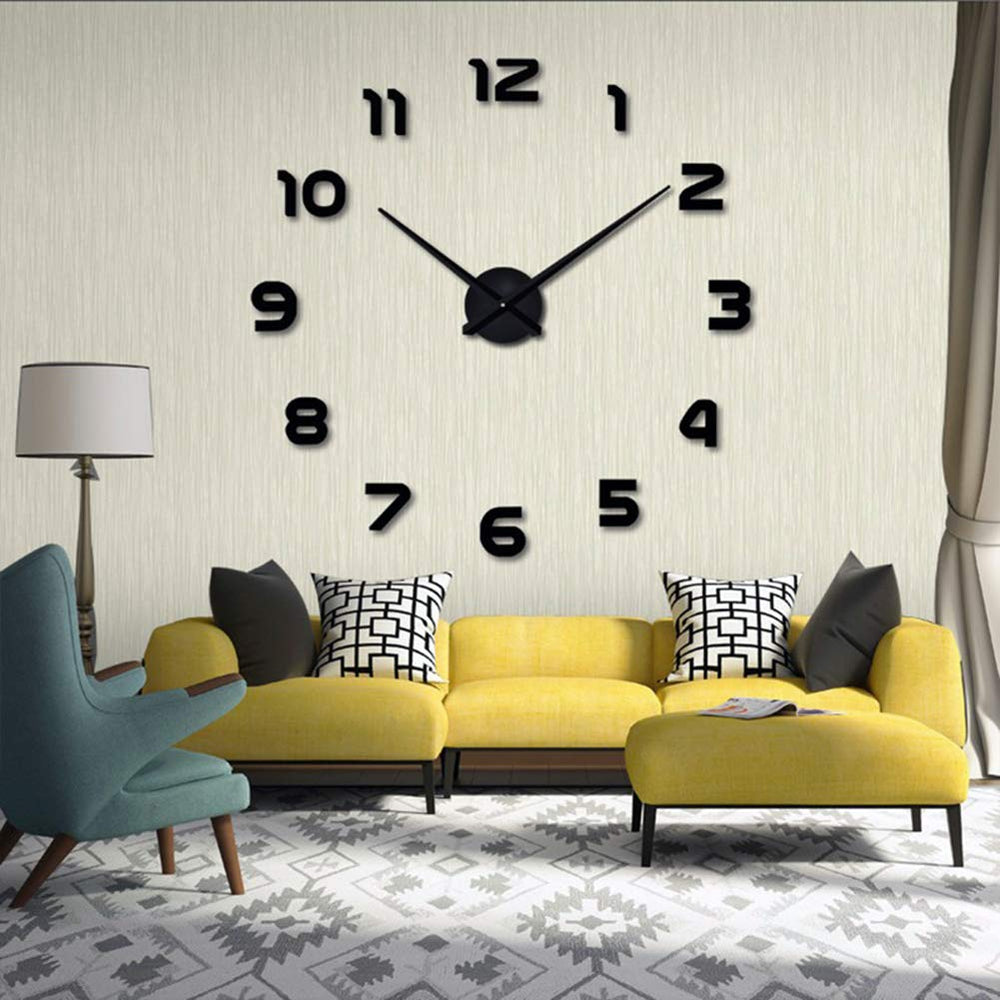 3D DIY Mirror Surface Wall Clock Big Size Wall Decorative Clocks Silent Non Ticking Movement Clocks