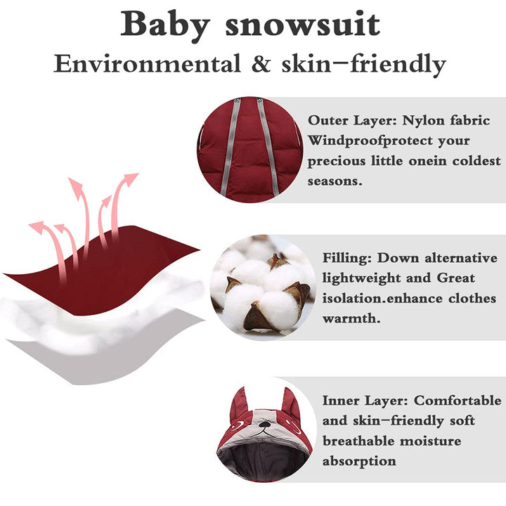 Toddler Baby Boy Girl Winter Snowsuit Coat Thick Outwear Warm Hood Snow Suit Jumpsuit