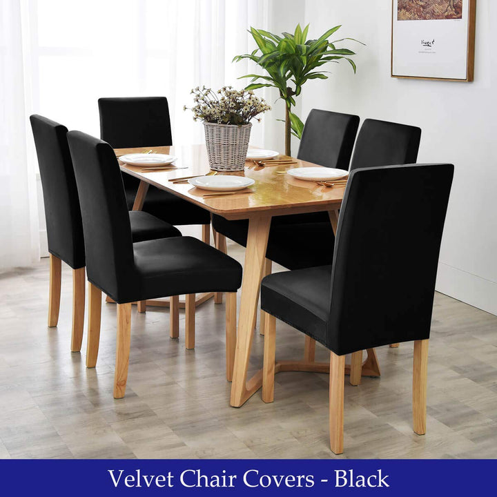 Velvet Chair Covers for Dining Room, Soft Stretch Seat Slipcovers, Washable Removable Parsons Chair Protector, Set of 4, Navy