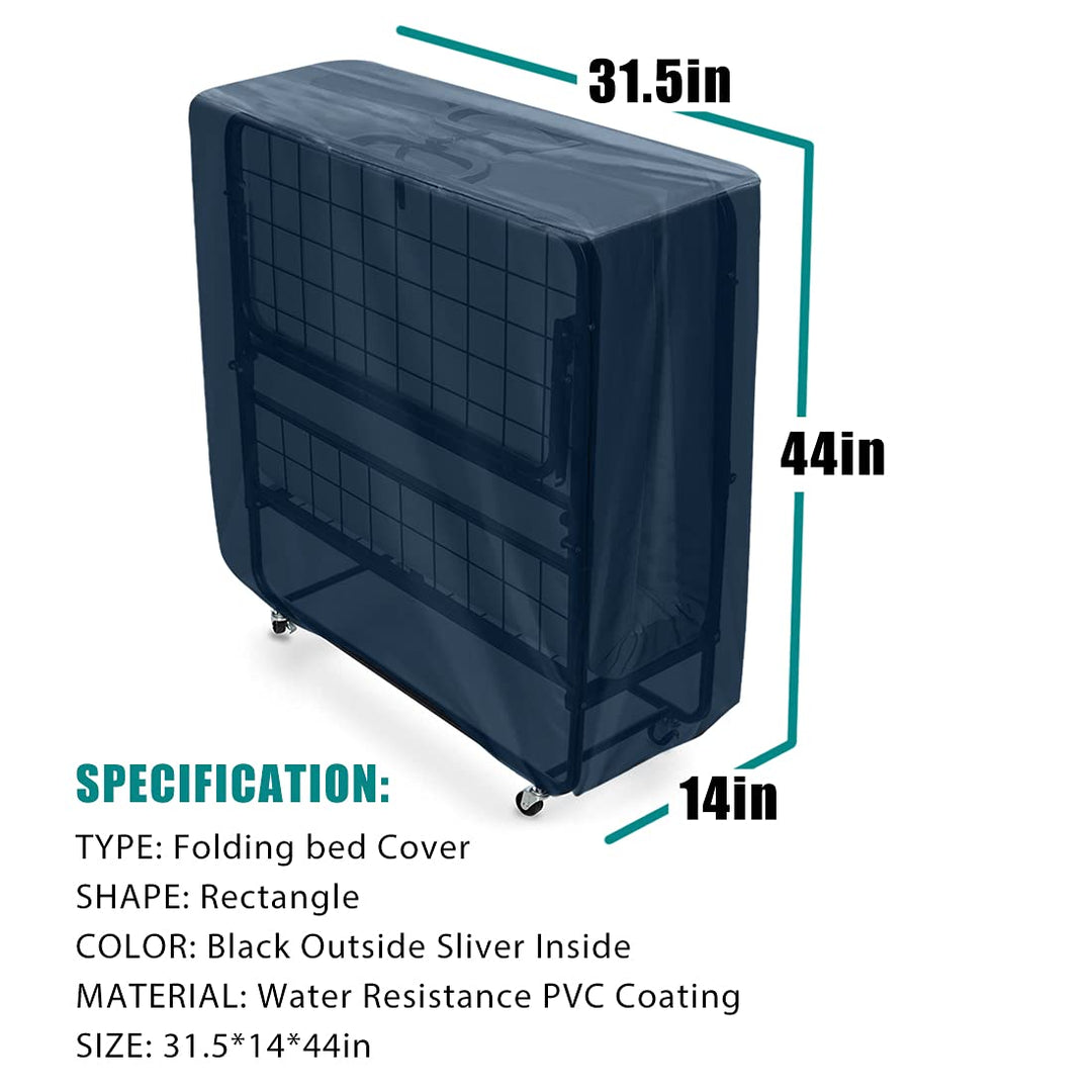 Folding Bed Storage Cover, Fits 31-Inch Single Folding Beds (31.5”×14”×44”) Waterproof and dustproof Protection Folding Bed Cover, Dark Blue