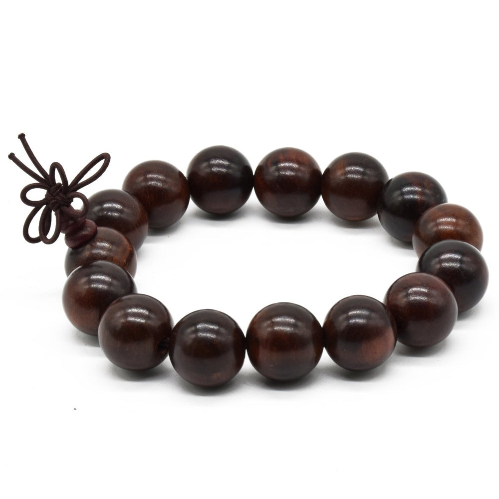 Birsppy Unisex Natural Rosewood Prayer Wooden Beads Fashion Necklace Bracelet Mala Hand on (15mm*15)