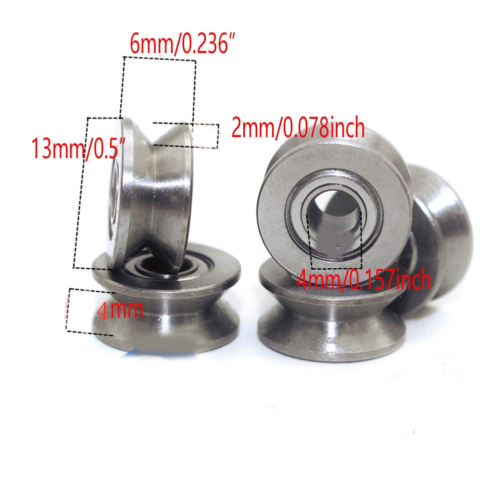 20pcs 1.5mm Deep Metal V Groove Guide Pulley Bearing Wheel Rail Ball Bearings Wheel 4x13x6mm