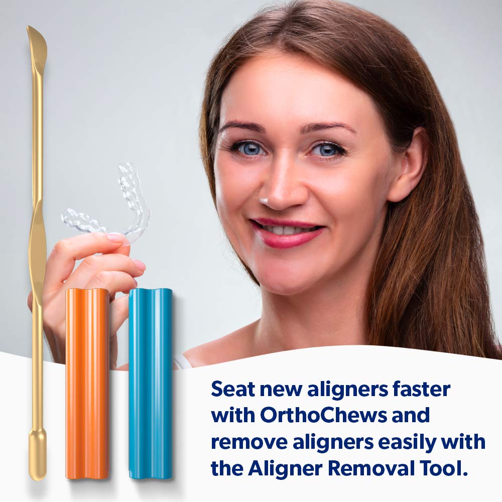 - OrthoChews Dental Aligner Seater with Aligner Removal Tool, Chewies for Invisalign, Clear or Metal Braces - Help to Seat and Remove your Aligners Trays (1 Pack w/Aligner Removal Tool)
