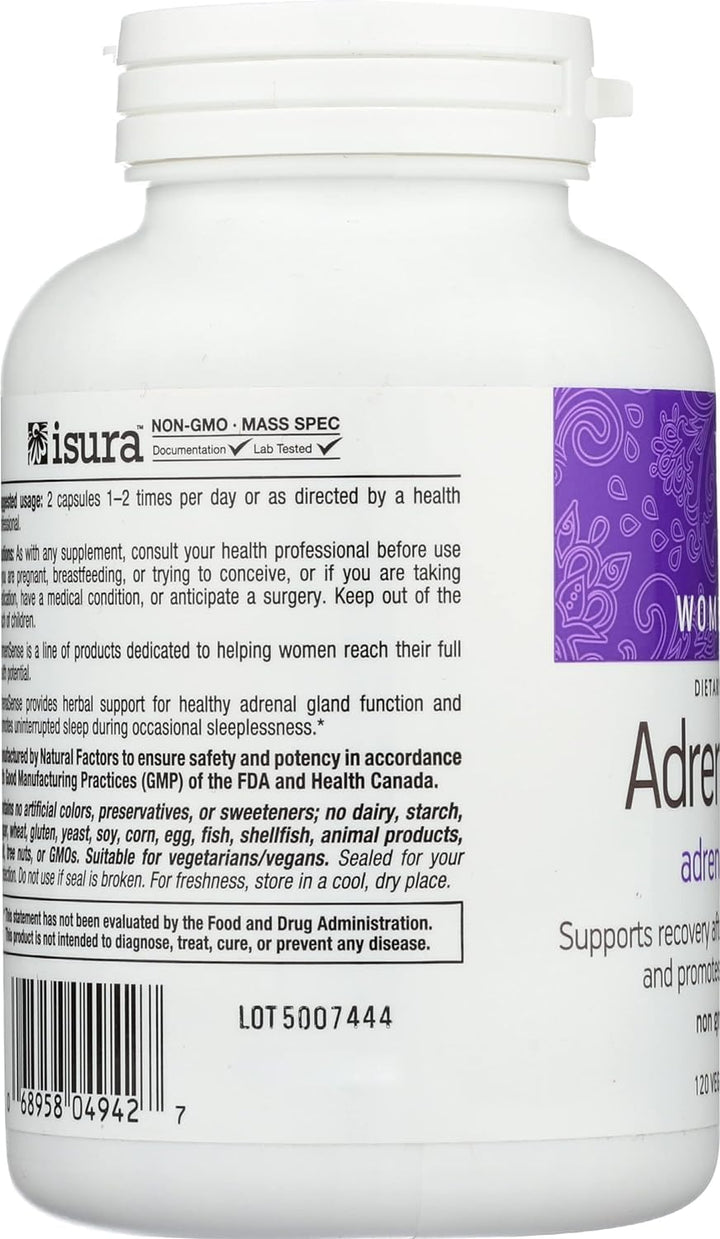 WomenSense AdrenaSense , AdrenaSense, Herbal Supplement for Adrenal Support and Stress Relief, Vegan, Non-GMO, 120 Capsules