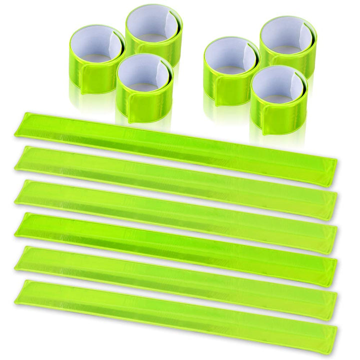 Reflective Bands, Reflective Slap Bracelet, Reflective Wristband High Visibility Reflectors, for Night Run, Night Cycling, Night Working. 12PCS Yellow