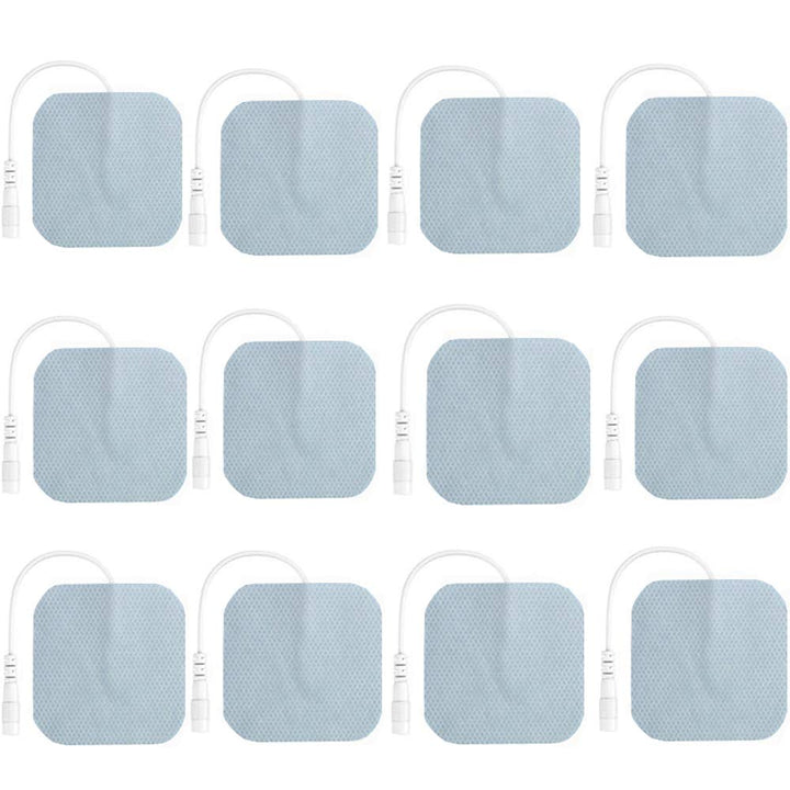 TENS Unit Pads 12 Pack Wired Self-Adhesive Electrodes Premium Replacement Pads for TENS Units - 2x2 Inches (2x2-12 Pack)