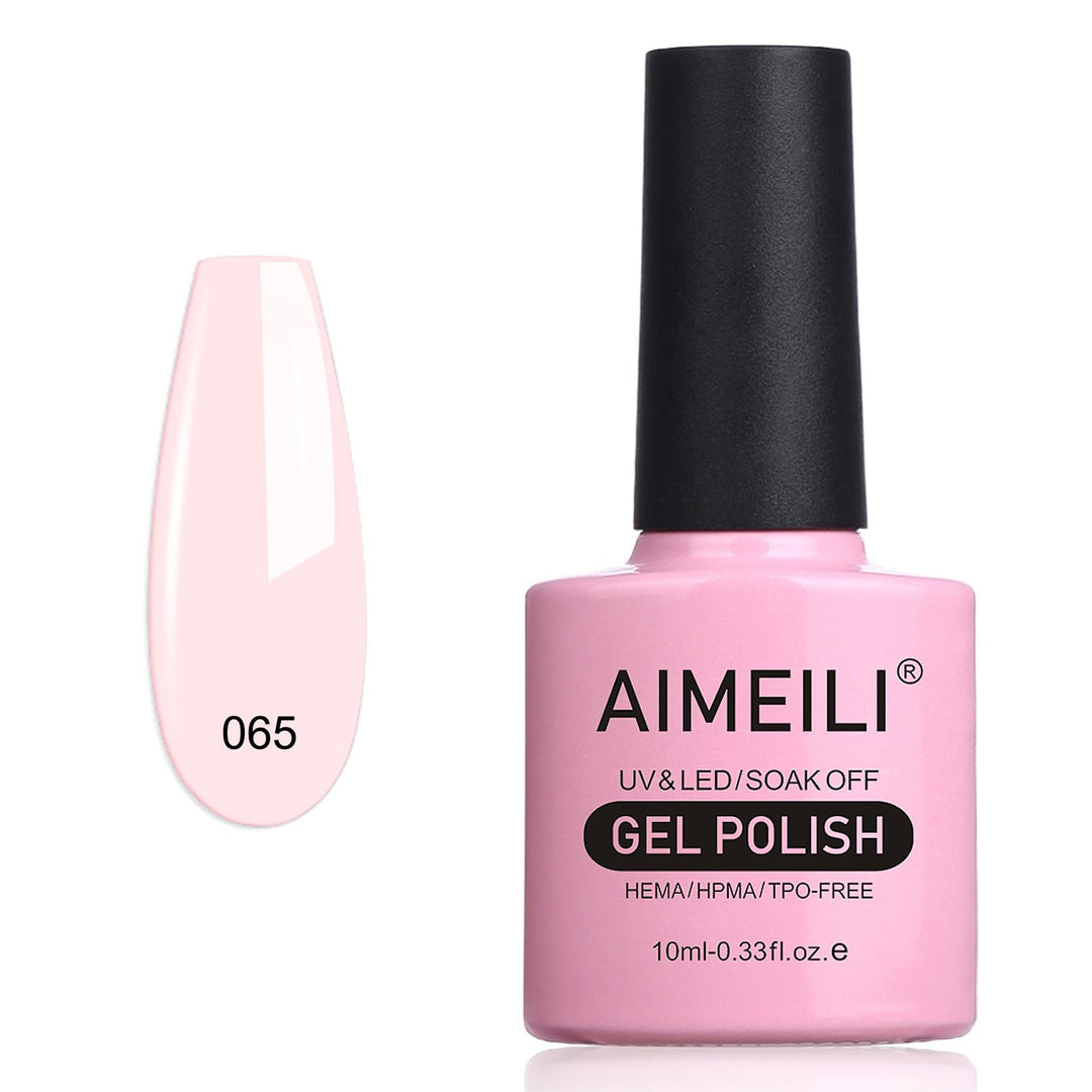 Soak Off U V LED Translucent Sheer Pink Gel Nail Polish - Clear Pink Nude (065) 10ml