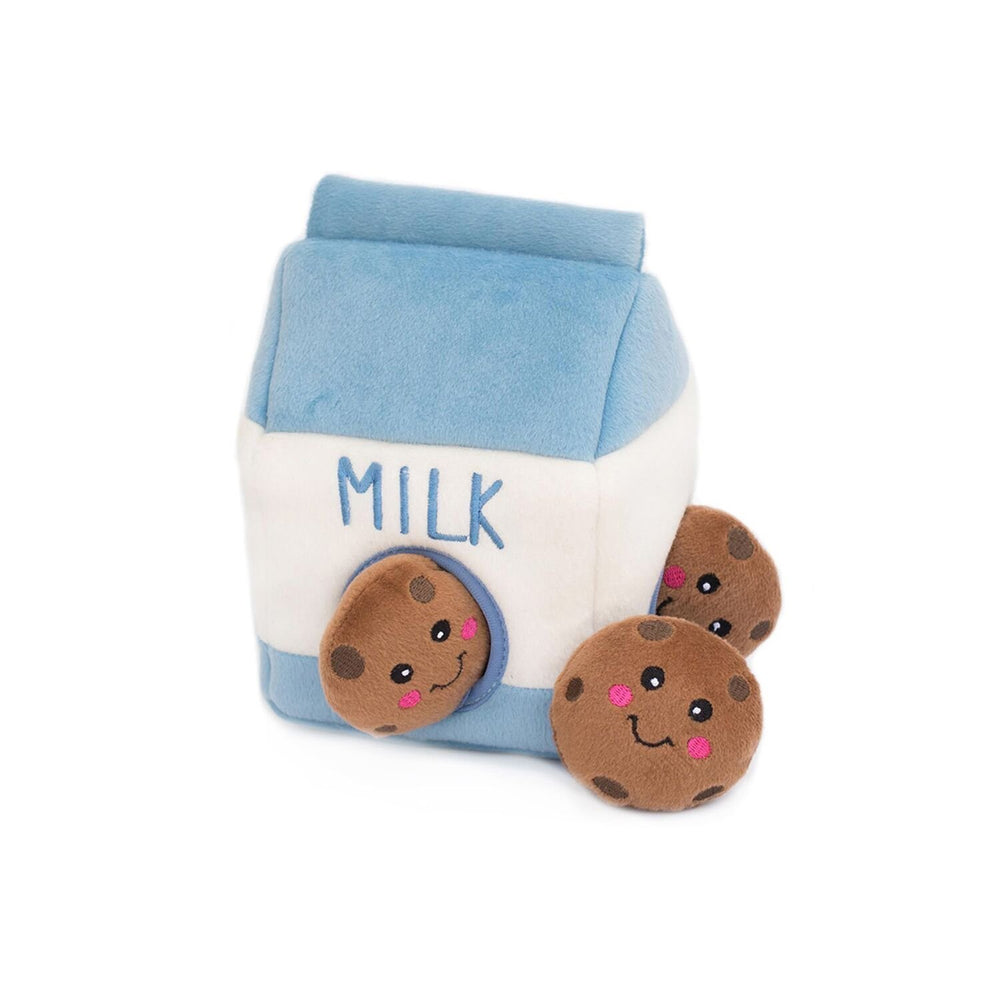 Burrow- Interactive Dog & Puppy Toys for Boredom, Stimulating Pet Products to Keep them Busy, Hide & Seek Plush Puzzles, Squeaky Toy for Enrichment, For Small & Medium Dogs- Milk and Cookies