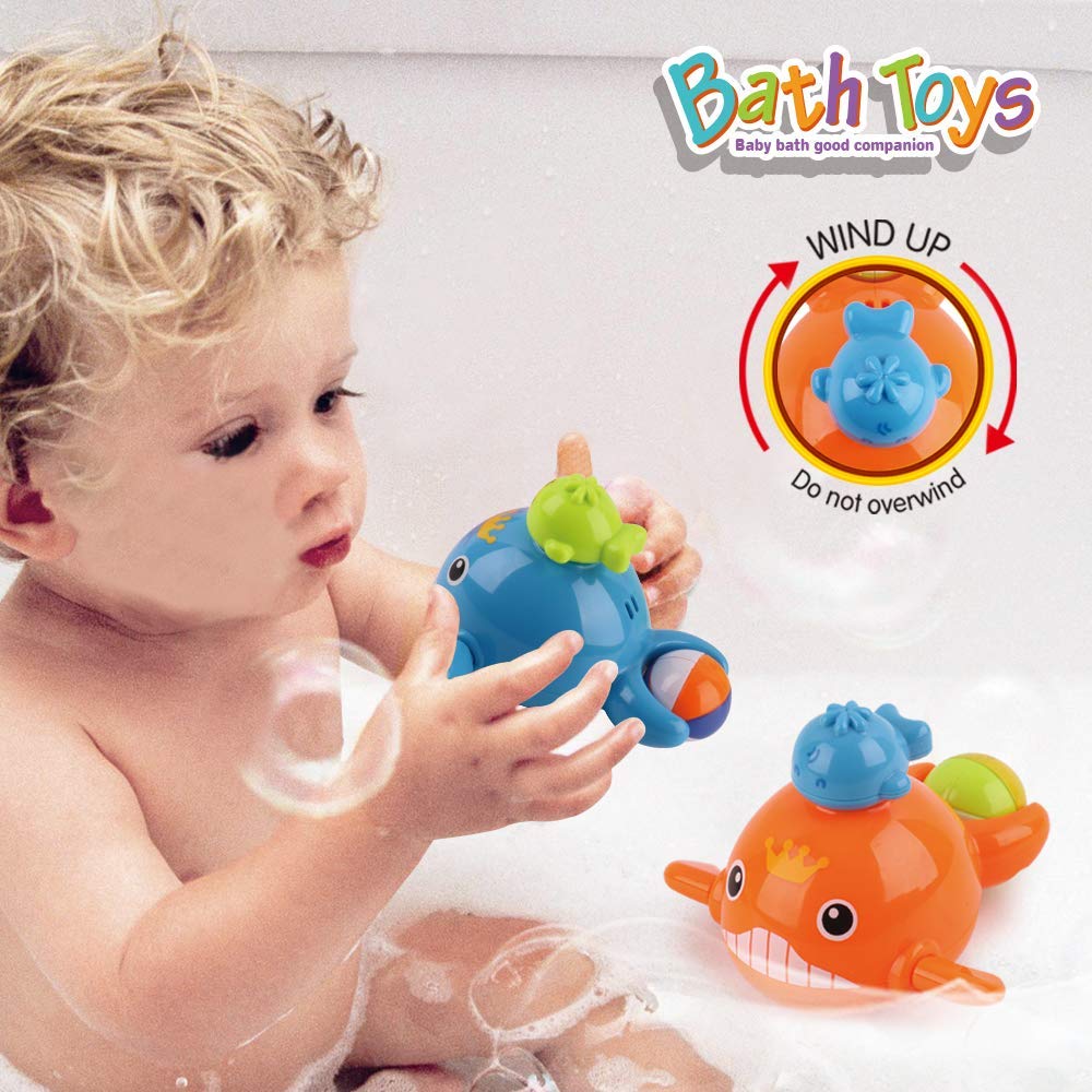 Bath Toys Fishing Games Swimming Whales Bath Time Bathtub Toy for Toddlers Baby Kids Infant Fish Set Age 18months and up
