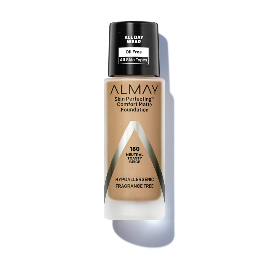 Skin Perfecting Comfort Matte Foundation, Hypoallergenic, Cruelty Free, -Fragrance Free, Dermatologist Tested Liquid Makeup, Neutral Toasty Beige, 1 Fluid Ounce