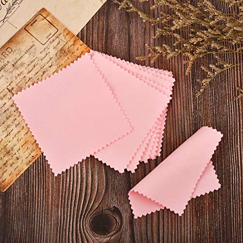 50pcs Jewelry Cleaning Cloth Pink Polishing Cloth for Sterling Silver Gold Platinum Small Polish Cloth 8x8cm