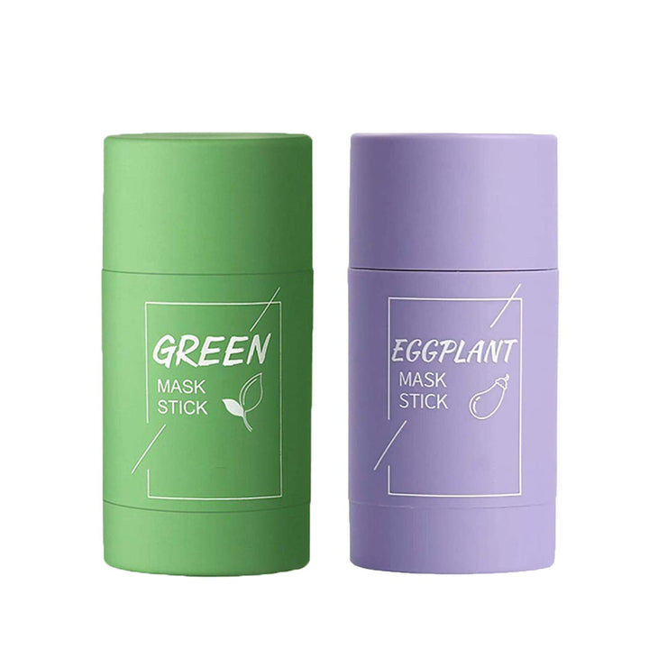 2 Pack Green Tea & Eggplant Purifying Clay Stick , Face Moisturizes Oil Control, Deep Clean Pore, Improves Skin,for All Skin Types Men Women