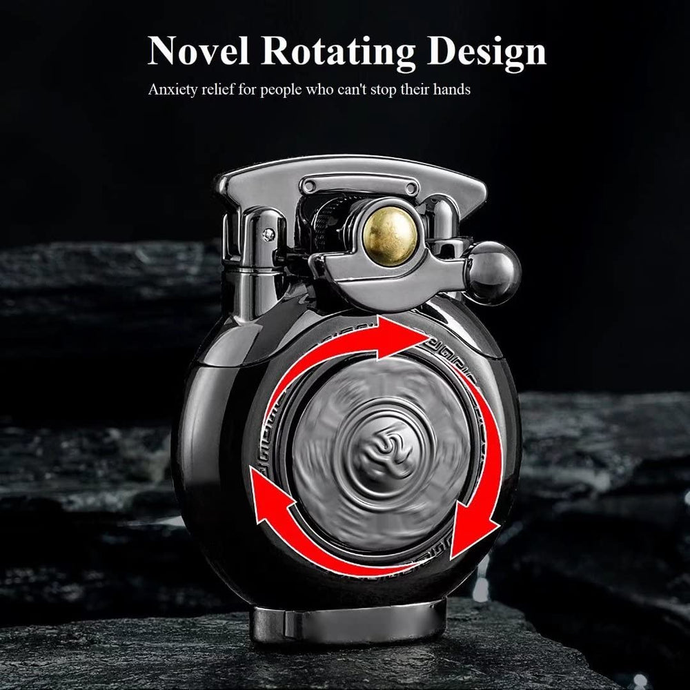 Vintage Antique Lighter with Spin, Reusable Windproof Trench Lighter, Unique and Creative Birthday Gifts for Men Dad Husband (Blue)
