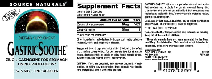 GastricSoothe Zinc L-Carnosine* - 120 Veggie Caps