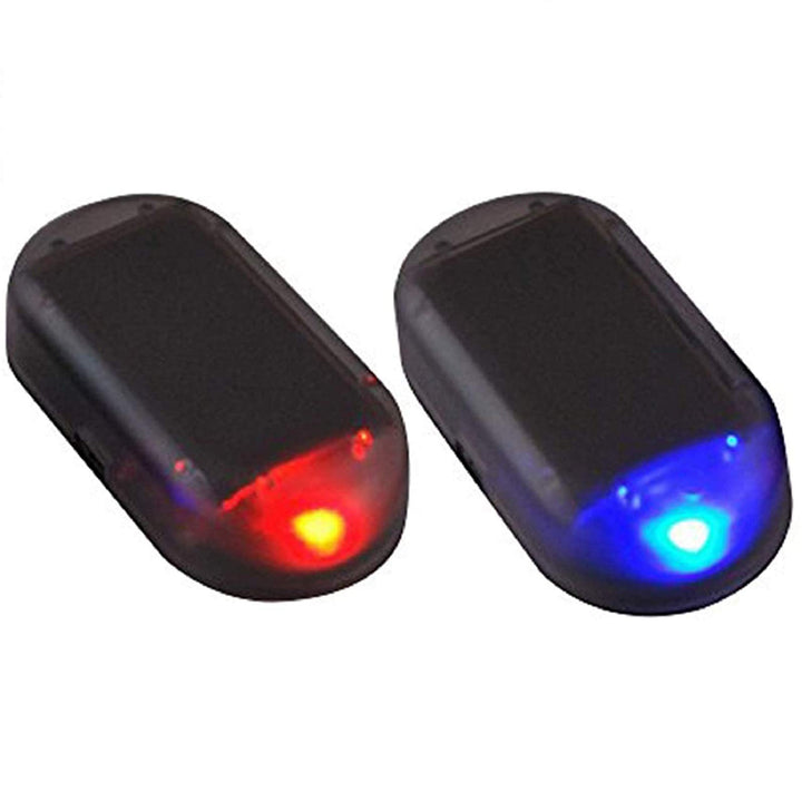 2pcs Car Solar Power Simulated Dummy Alarm Warning Anti-Theft LED Flashing Security Light Fake Lamp (Blue + Red) 2