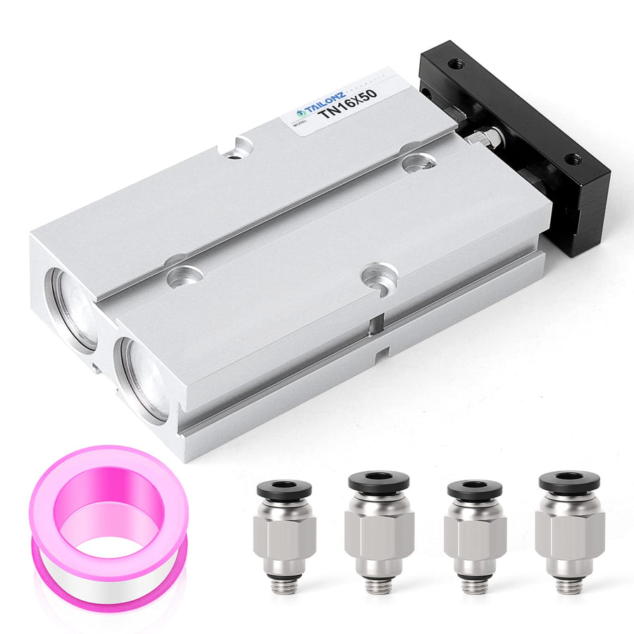 16mm Bore 50mm Stroke Double-Rod Double-Acting Aluminum Pneumatic Air Cylinder TN16-50