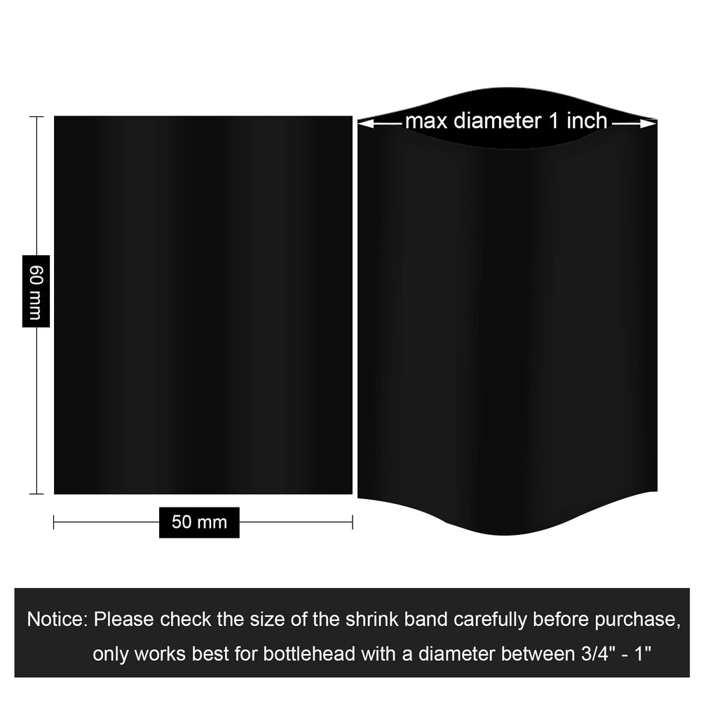 Black Shrink Bands,50x60mm 200 Pieces Black Perforated 