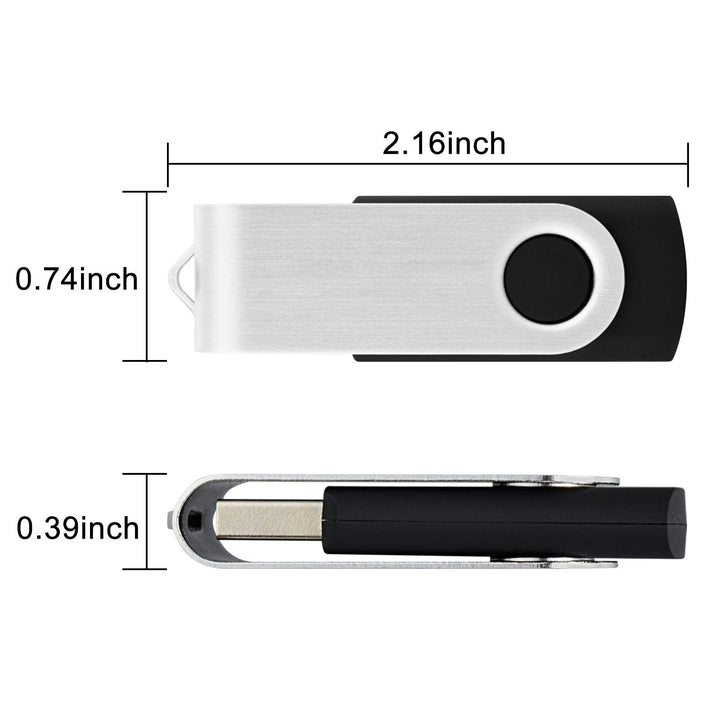 10 X 1GB USB Flash Drive 1gb Flash Drive Swivel Thumb Drive Memory Stick Keychain Design Black
