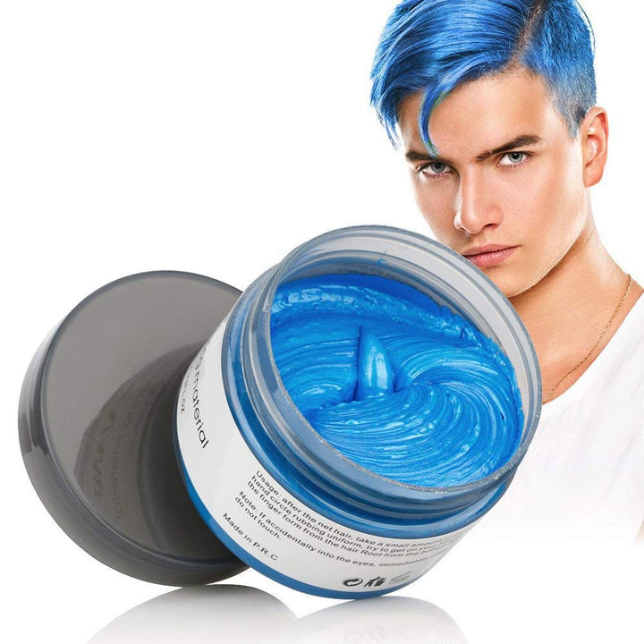 Hair Coloring Dye Wax, Instant Temporary Hair Pomade, 4.23 oz Natural Styling Cream for Men and Women&#39;s Party Cosplay (Blue)