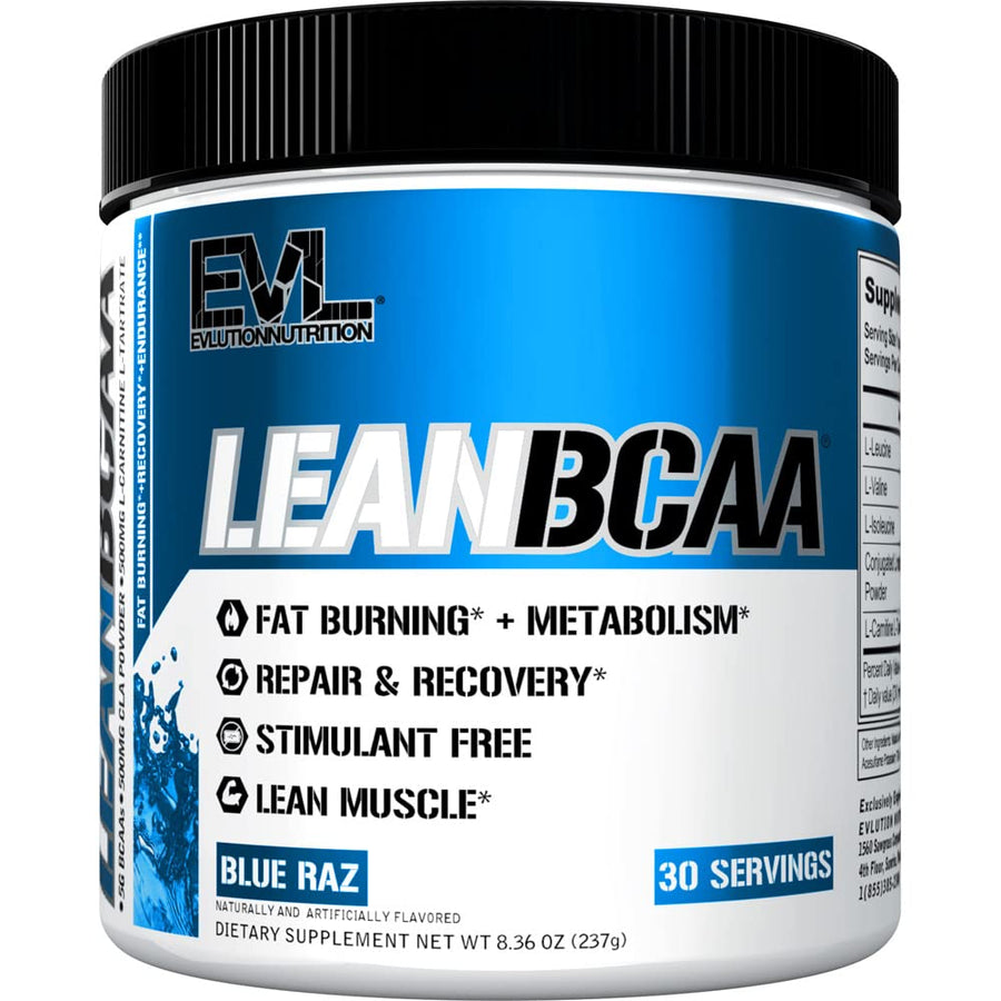 Stimulant Free Lean BCAA Powder Nutrition BCAAs Amino Acids Powder with CLA Carnitine and 2:1:1 Branched Chain Amino Acids Supports Muscle Recovery Fat Burn and Metabolism - Blue Raz