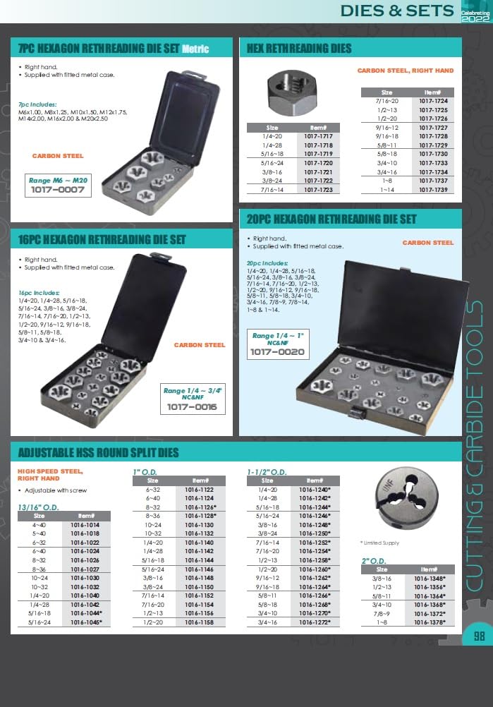 1011-3313 6 Piece 1/4-1/2 Npt Taper Pipe Tap and Die Set
