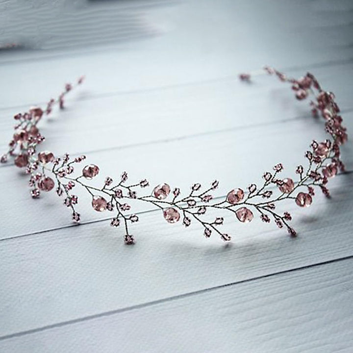 Bride Wedding Hair Vine Accessory Hair Piece Beaded Bridal Headpiece for Women and Girls (Purple)