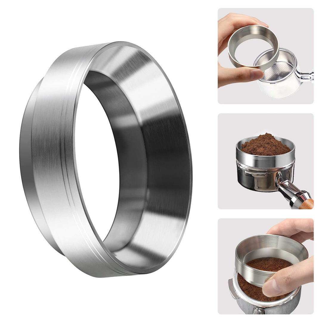 53mm Espresso Dosing Funnel with Magnet, Stainless Steel Coffee Dosing Ring Compatible with 54mm Portafilter