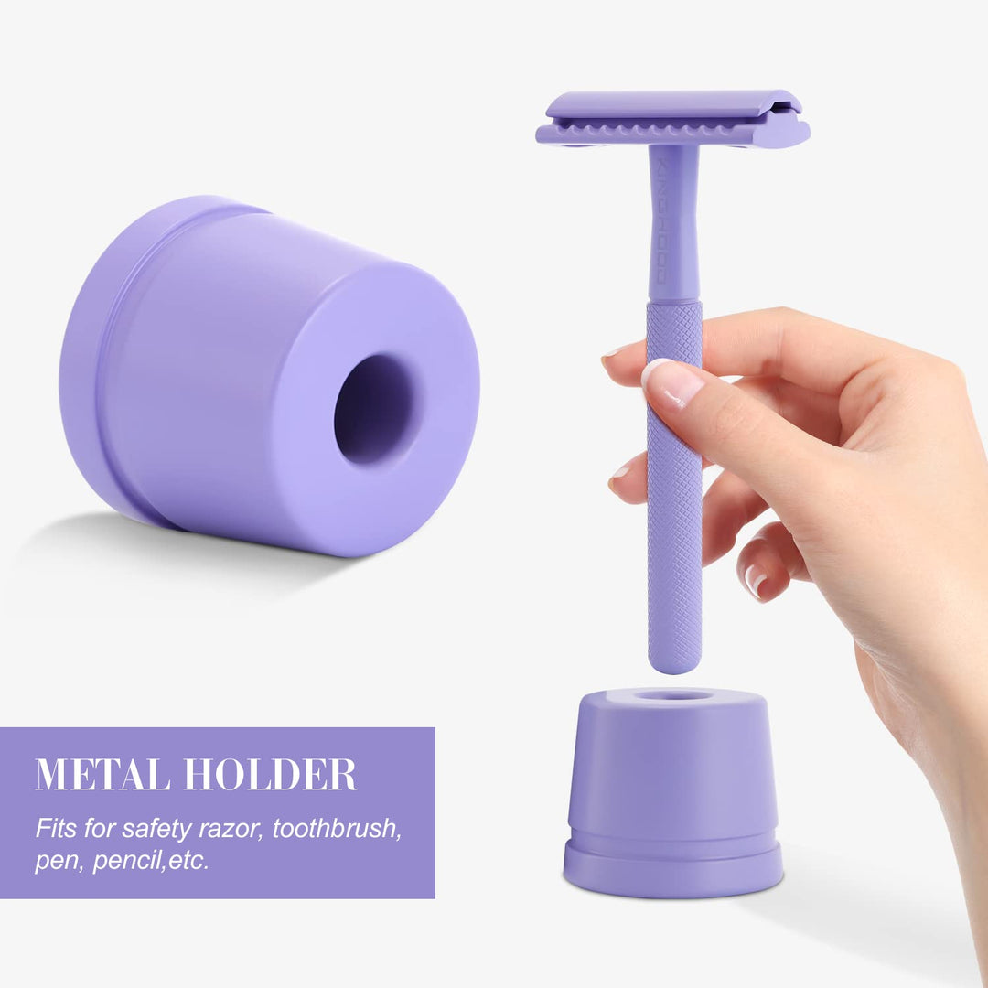 Safety Razor Stand For Men And Women Shaving Razor Opening Dia 0.43(11 mm) Purple Metal Razor Holder