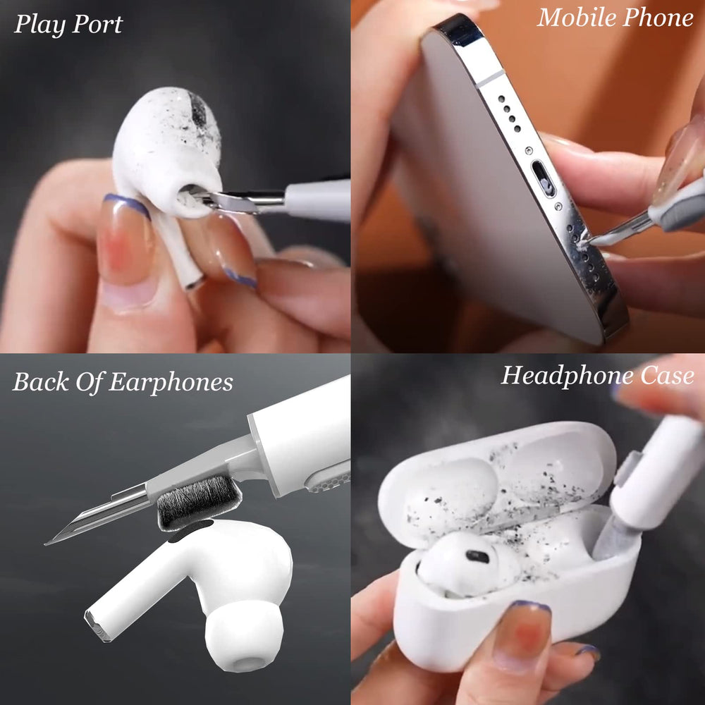 Cleaner Kit for Airpods, Bluetooth Earbuds Cleaning Pen for Airpods Pro 1 2 3 Samsung MI Android Earbuds, 3 in 1 Compact Multifunctional Headphones Case Cleaning Tools