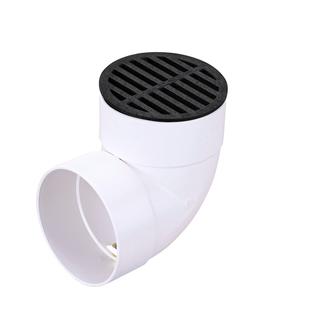 11, 4 in. Round Grate Cover Connects to 4 Inch Drain Pipes &amp; Fittings, for Small Lawns, Landscaping and Patios, Black Plastic