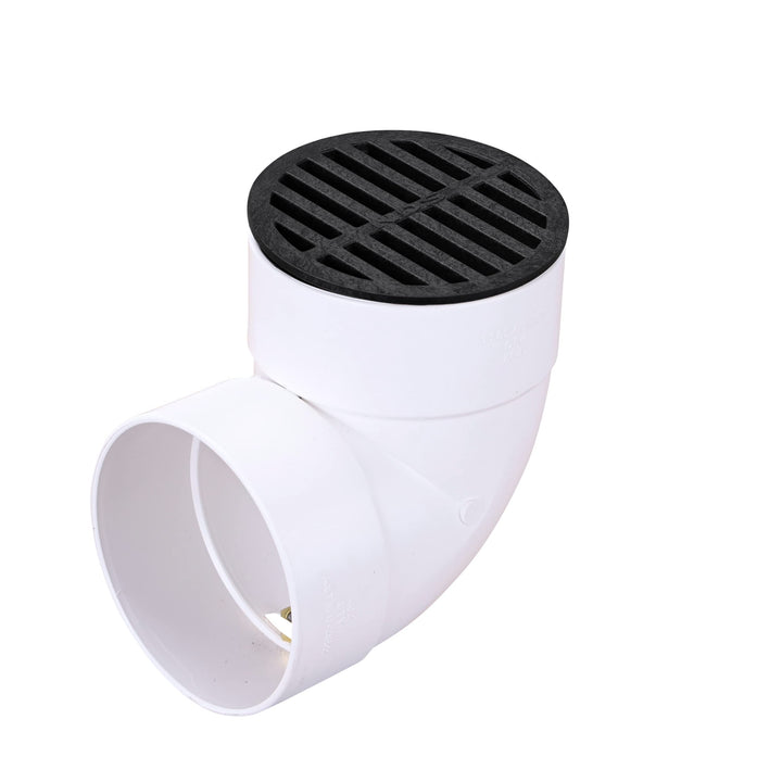 11, 4 in. Round Grate Cover Connects to 4 Inch Drain Pipes &amp; Fittings, for Small Lawns, Landscaping and Patios, Black Plastic