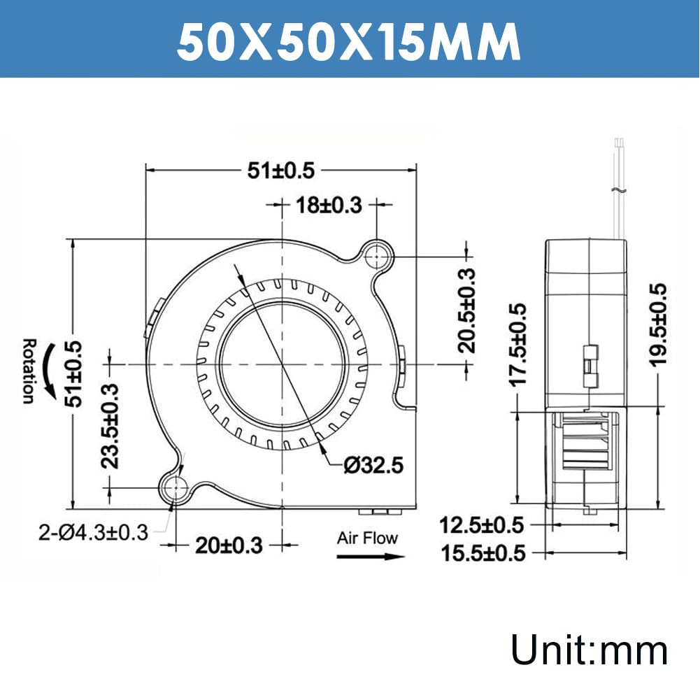 WINSINN 50mm 5015 Blower Fan 24V, 3D Printer 24 Volt Fa