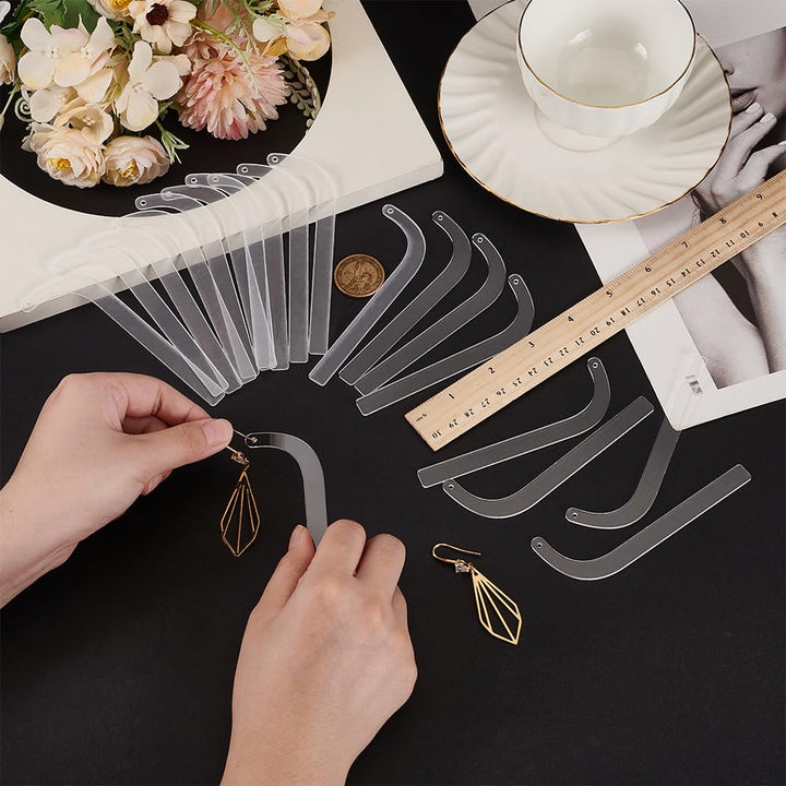 20 Pieces Acrylic Earrings Try-on Stick Clear Try-Free Earrings Display Props Tool Try-on Strip for Earrings and Studs, Ear Stud Display Curved Strip for Mall Retail Store and Home use