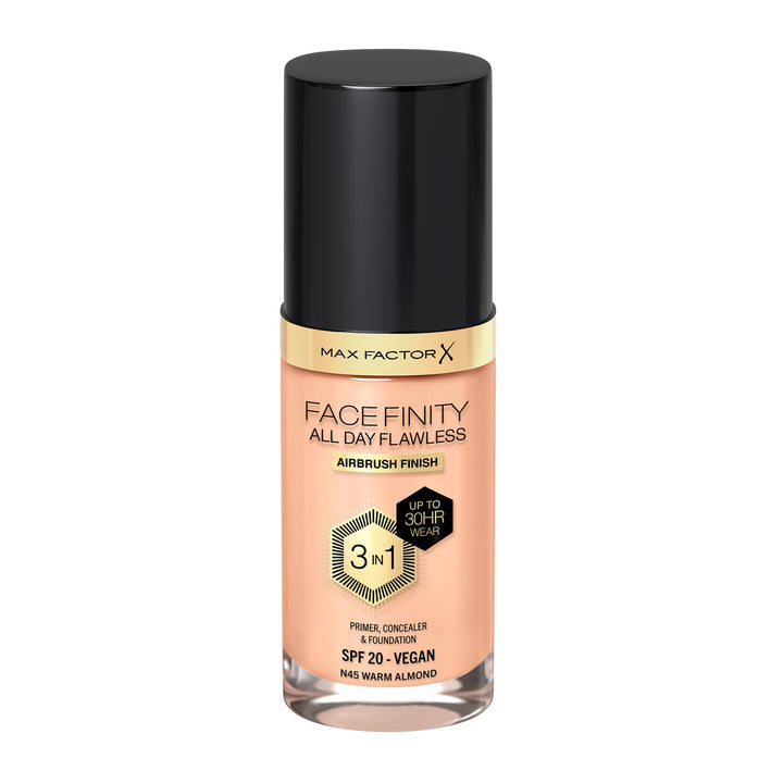 Max Factor Facefinity All Day Flawless 3 In 1 Foundation SPF 20, No. 45 Warm Almond