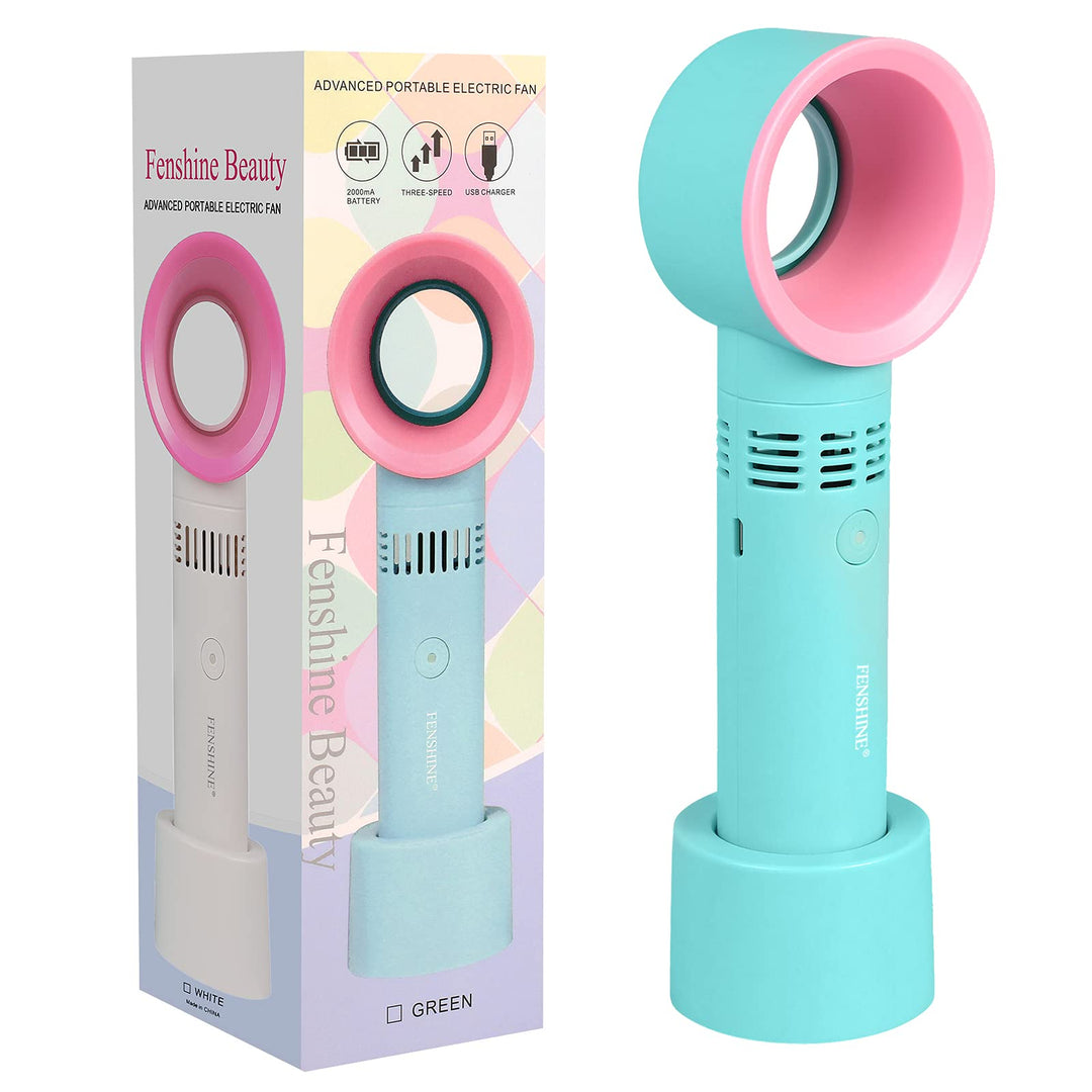 Portable USB Rechargeable Mini Fan Dryer Bladeless Handheld , Air Conditioning Blower for Essential Eyelash Extension Supplies (Blue 02)