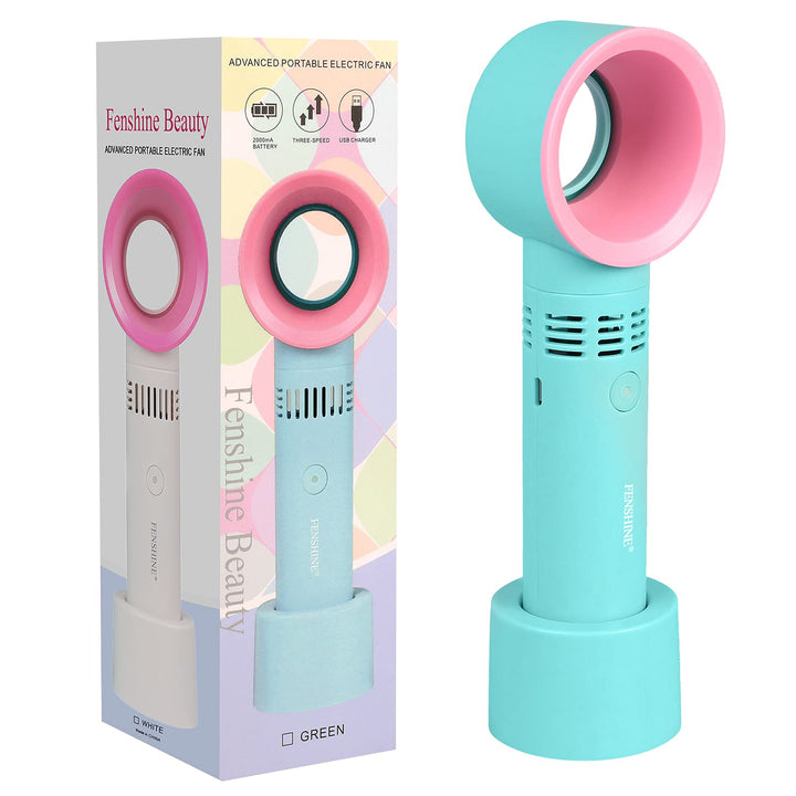 Portable USB Rechargeable Mini Fan Dryer Bladeless Handheld , Air Conditioning Blower for Essential Eyelash Extension Supplies (Blue 02)