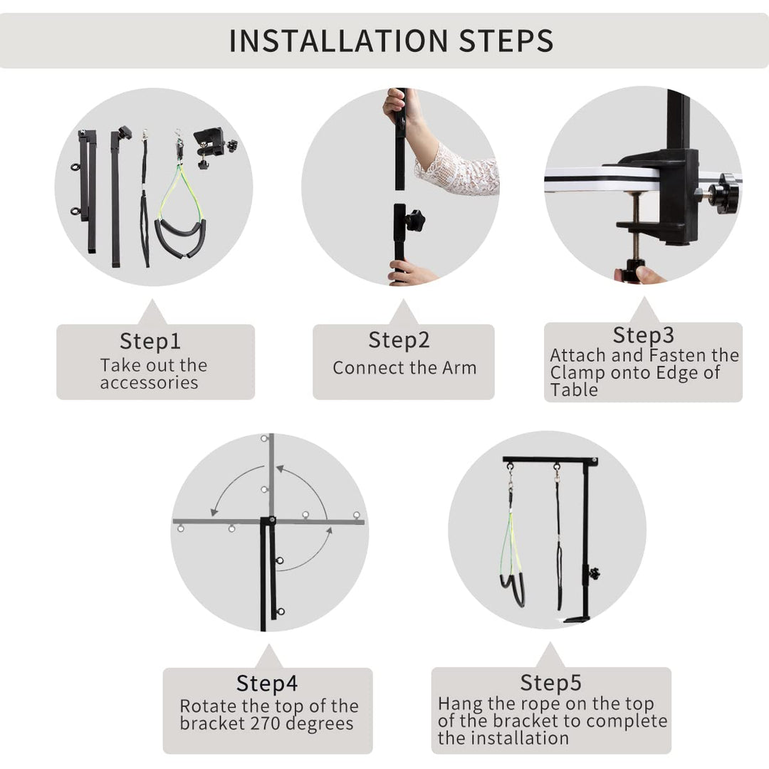 Dog Grooming Arm with Clamp, Dog Grooming Loop Noose and No Sit Haunch Holder for Medium &amp; Small Pets, 35.4 Inches, Adjustable Height