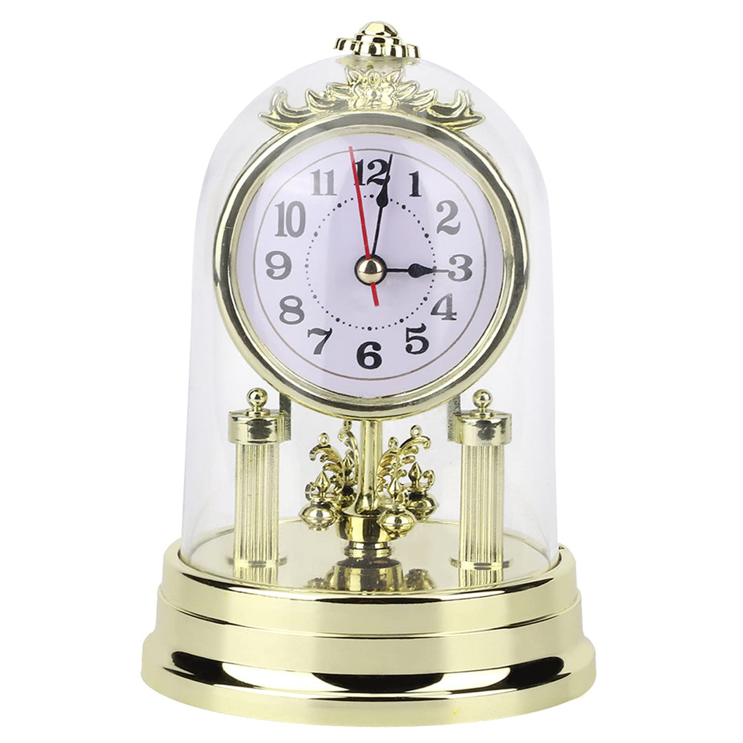 Mantel Clock Table Clocks for Living Room Decor Antique Wall Clock Baroque Retro European Table Clock for Home Hotel Decorative Retro Round Silent Desk Alarm Clock(Gold)