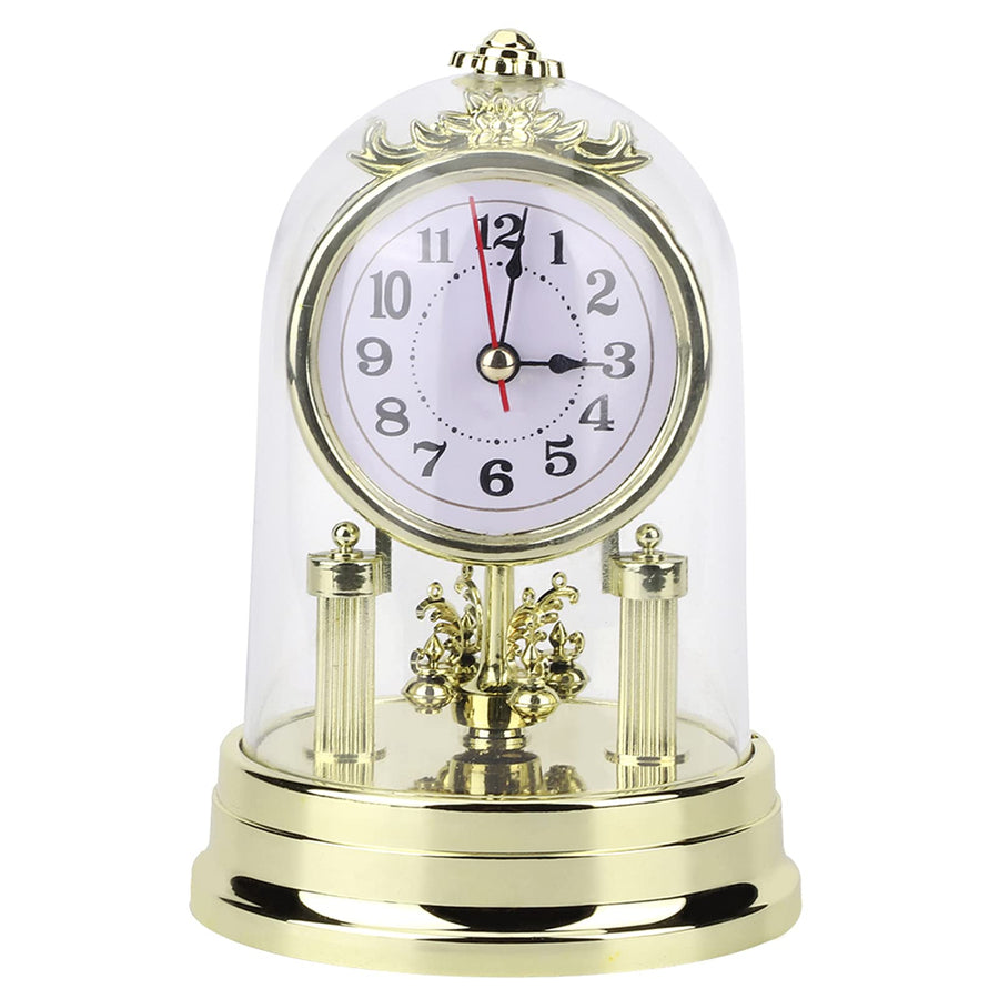 Mantel Clock Table Clocks for Living Room Decor Antique Wall Clock Baroque Retro European Table Clock for Home Hotel Decorative Retro Round Silent Desk Alarm Clock(Gold)