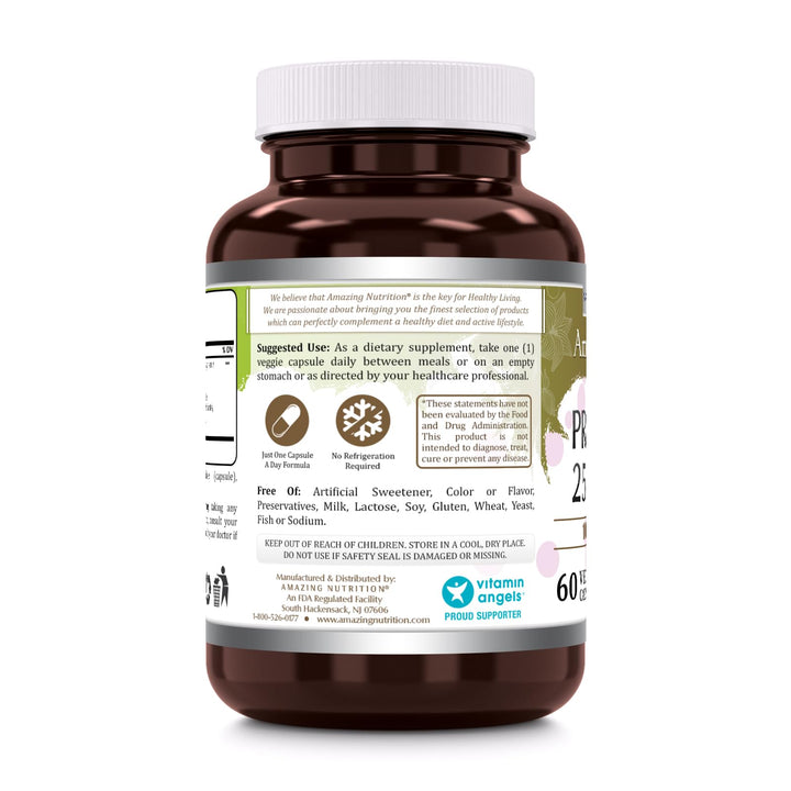 Amazing Flora Probiotic Supplement | 25 Billion-10 Strains | 60 Veggie Capsules | Non-GMO | Gluten-Free | Made in USA